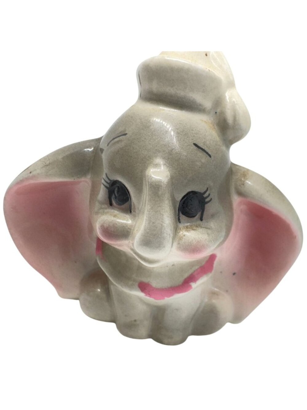 Vtg Walt Disney Productions Dumbo Ceramic Figurine Japan 3.5" Glazed Collectible